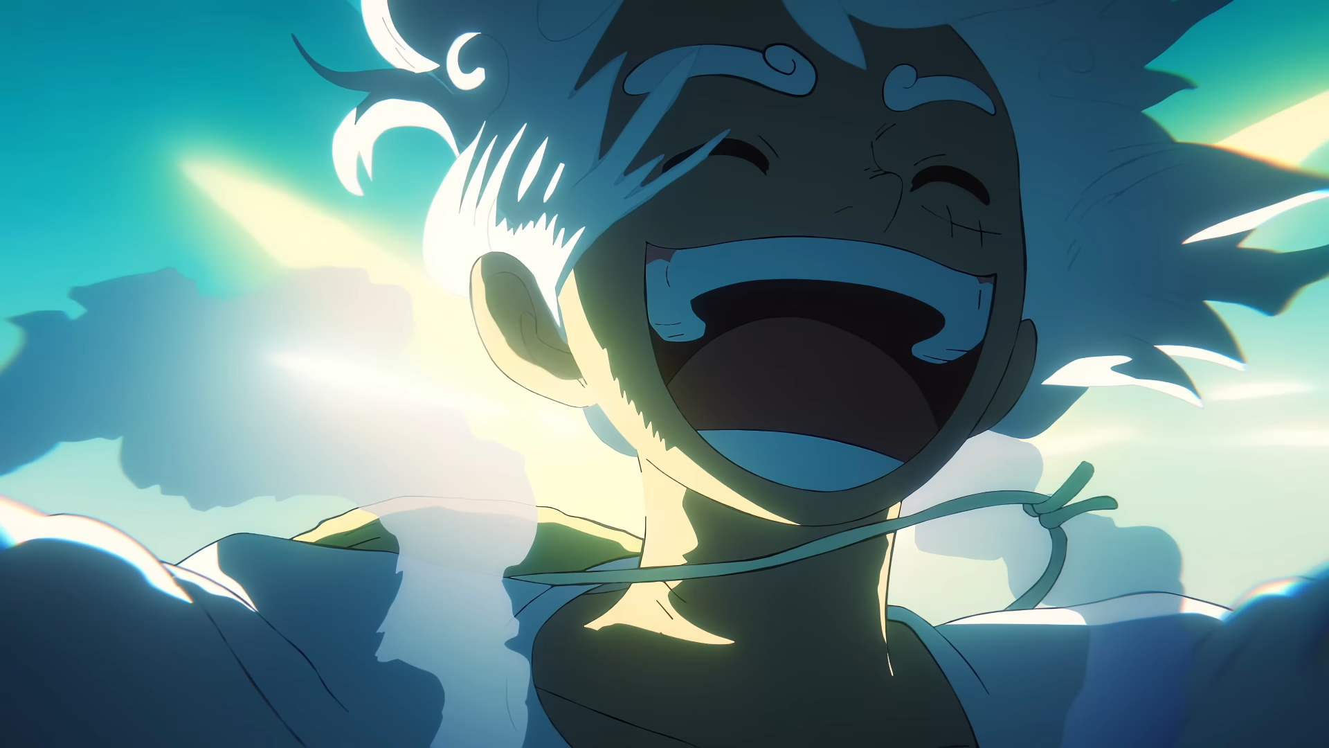 Vibrant 4K Ultra HD One Piece desktop wallpaper featuring a joyful close-up of a character laughing against a bright, dynamic background.