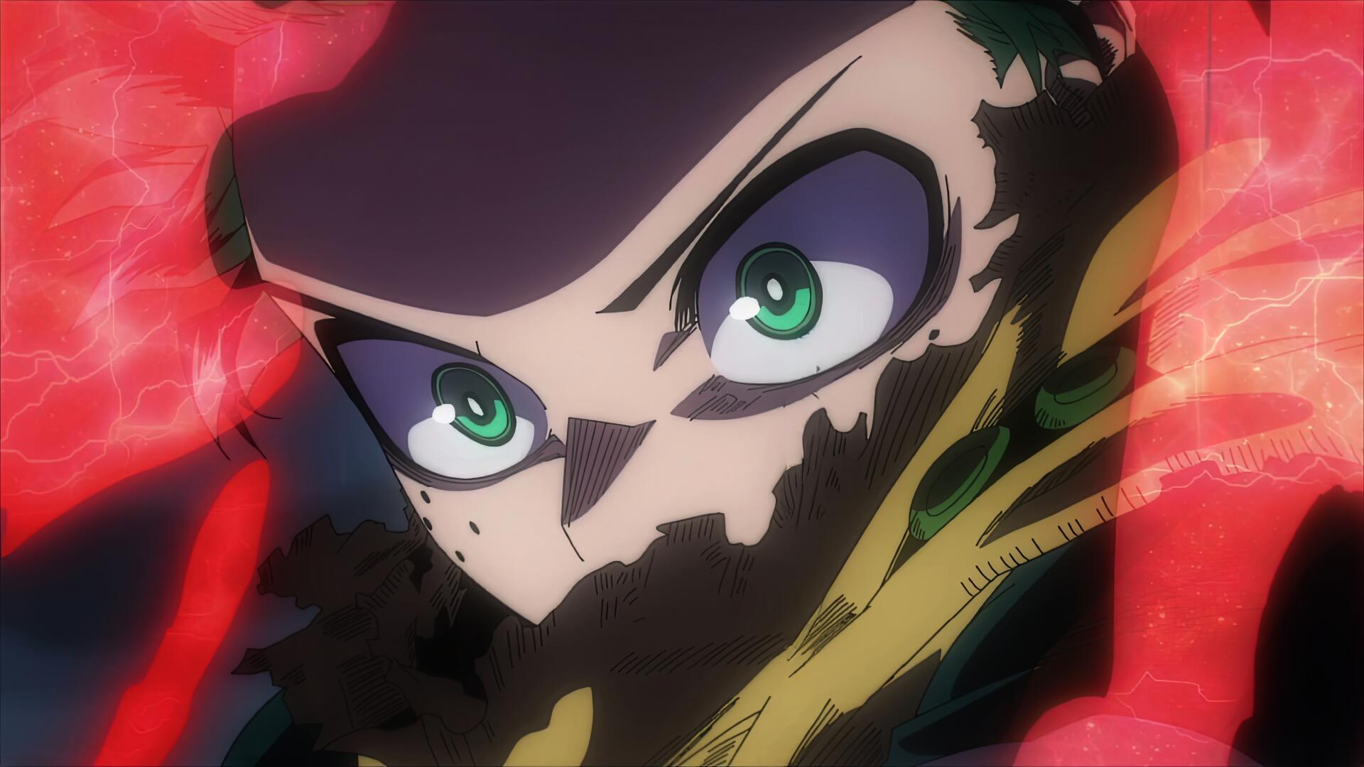 Izuku Midoriya from My Hero Academia in a dynamic close-up, rendered in vivid 8K Ultra HD for PC desktop wallpaper and background.