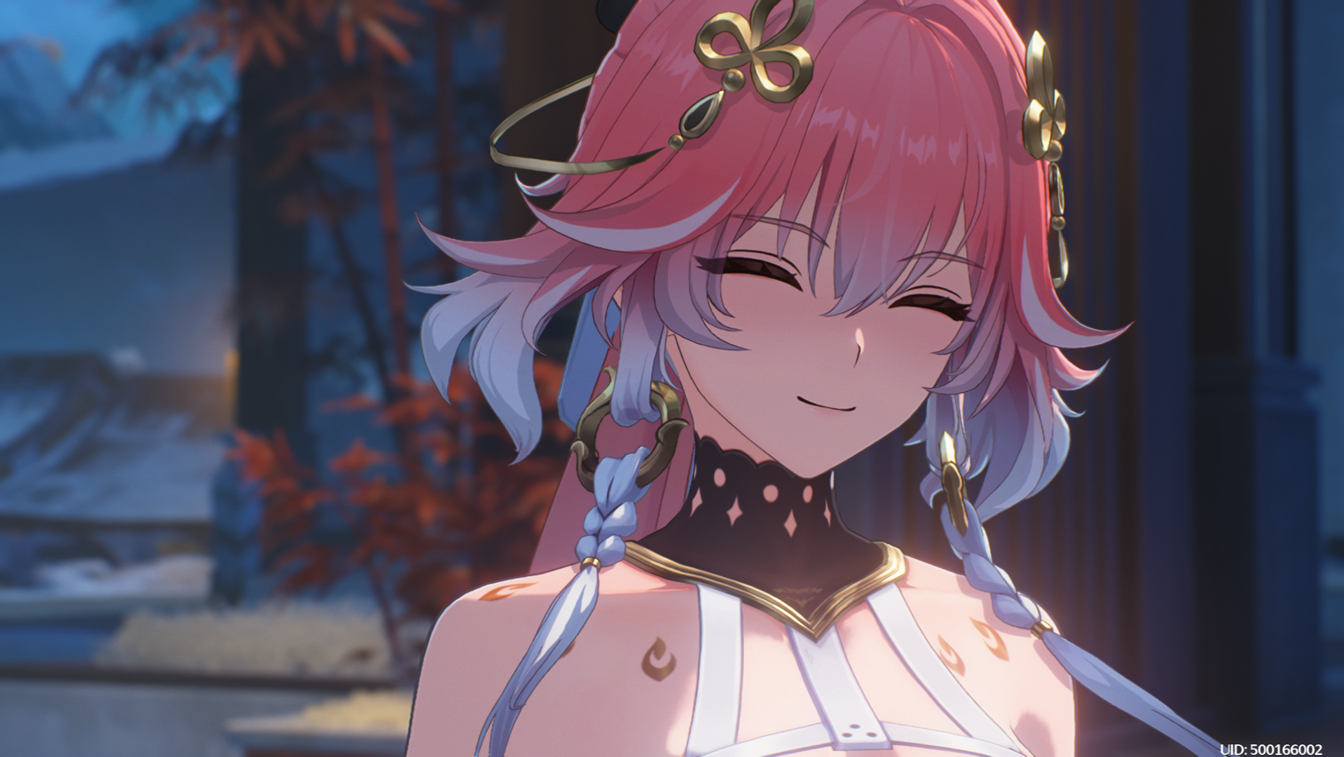 A vibrant HD wallpaper featuring Changli from the video game Wuthering Waves, showcasing her character design and enchanting expression in a detailed setting.