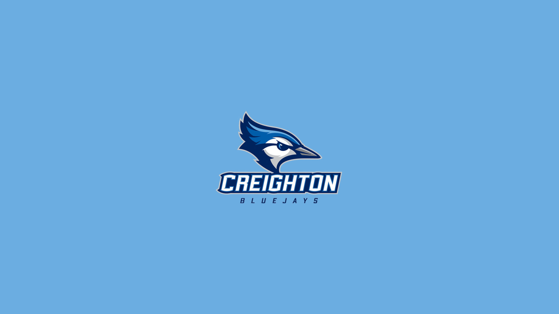 Creighton Bluejays logo on a blue background, designed as a high-definition PC desktop wallpaper, showcasing the team's identity and spirit.