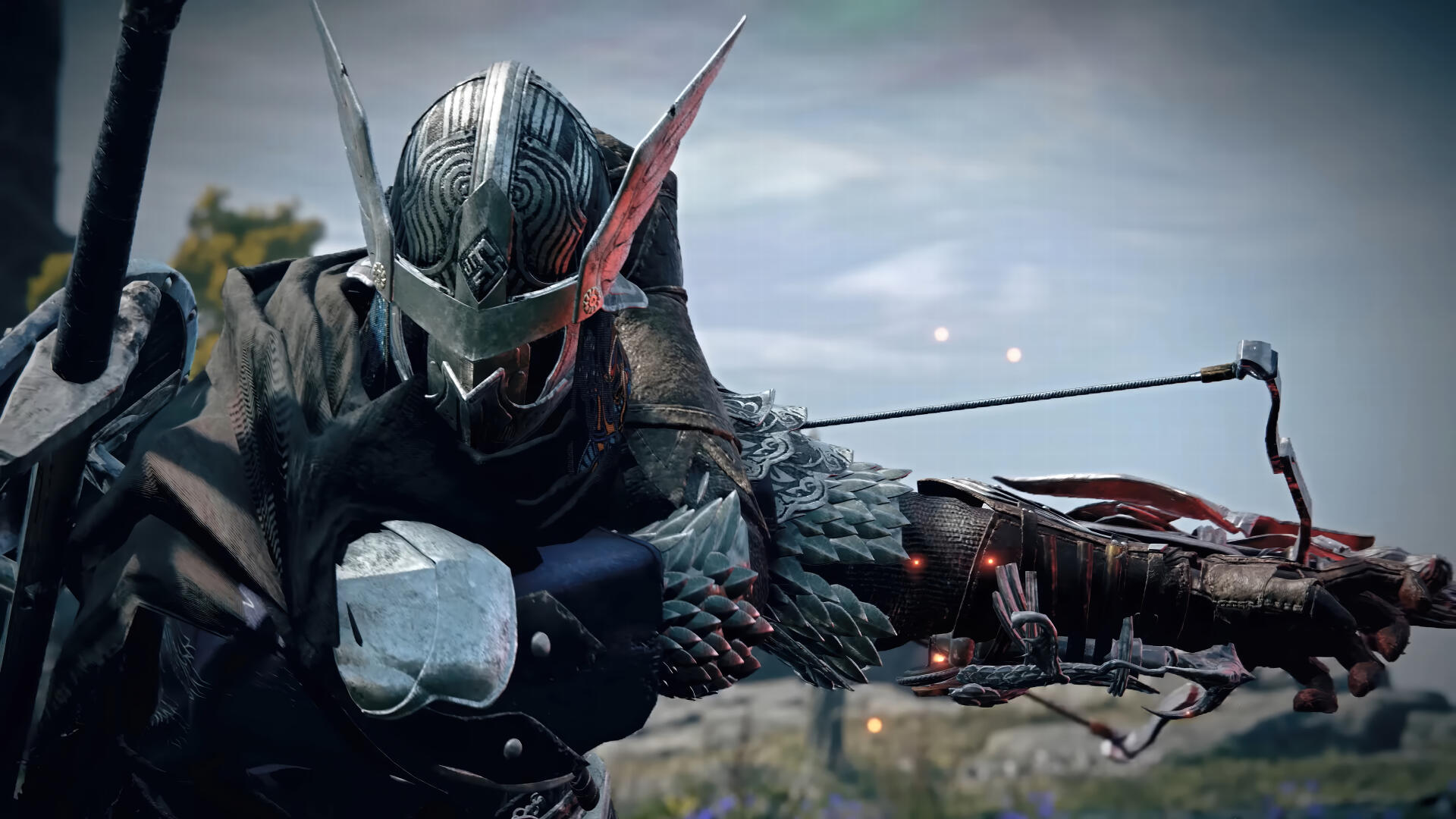 A detailed 4K Ultra HD wallpaper from Elden Ring Nightreign, featuring a warrior in intricate armor wielding a crossbow, set against a stunning landscape backdrop.