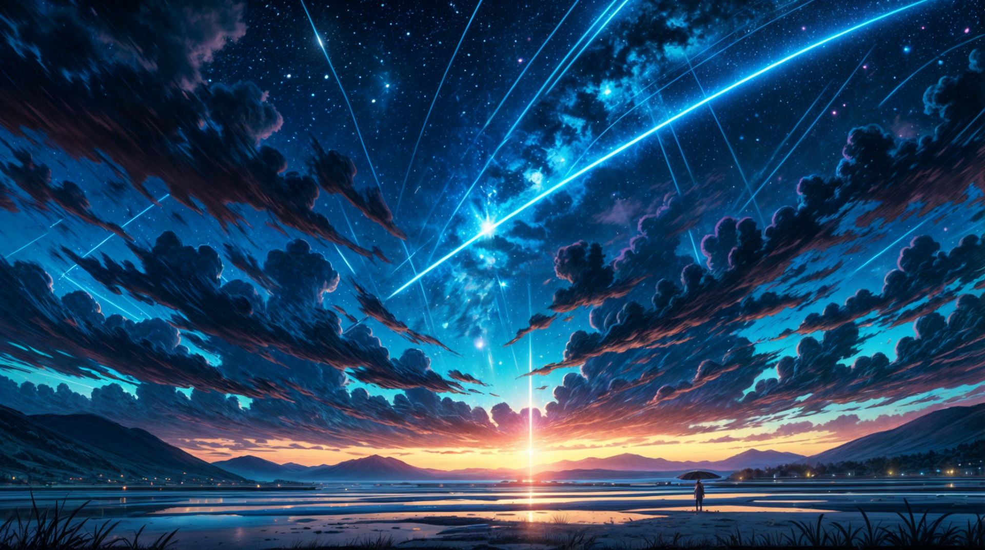 Anime sky with shine star by neuro21