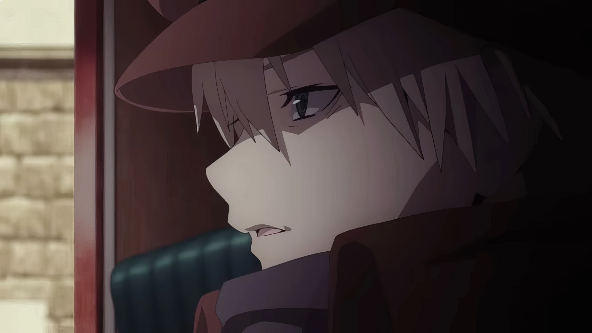 Anime-inspired HD desktop wallpaper featuring Ishura, depicting a character in profile with a thoughtful expression, set against a blurred background.