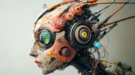 A detailed robotic organism with vibrant circuitry and intricate designs, showcased in a striking profile view, serving as a captivating 4K Ultra HD desktop wallpaper.