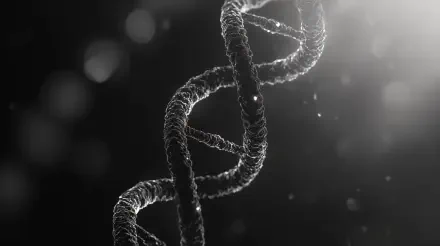A striking 4K Ultra HD image of a DNA double helix, illuminated against a dark background, emphasizing its intricate structure and beauty.