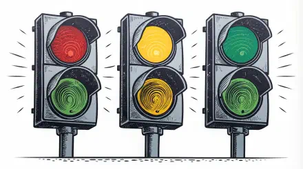 A vibrant illustration of a traffic light featuring red, yellow, and green signals, designed for a 4K Ultra HD PC desktop wallpaper and background.