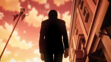 An atmospheric scene from Attack on Titan: The Last Attack, featuring a silhouetted figure against a dramatic sunset, serving as a striking 4K Ultra HD wallpaper.