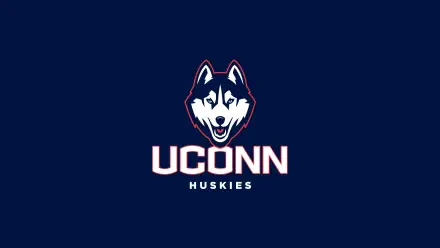 UConn Athletics logo featuring a fierce husky in front of a dark blue background. This HD wallpaper captures the spirit of UConn sports.