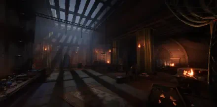 A moody, atmospheric HD wallpaper from the video game Dragon Age: The Veilguard, showcasing a shadowy interior with dim lighting and a mystical vibe, perfect for any gaming setup.
