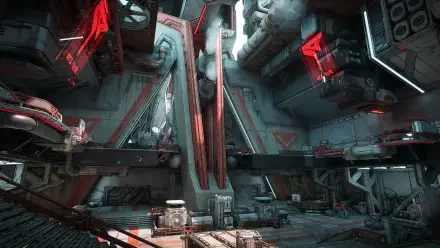 HD PC desktop wallpaper featuring a futuristic, industrial interior scene from the video game Borderlands 4.