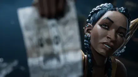 A captivating HD wallpaper from the video game South of Midnight, featuring a character holding a mysterious drawing, showcasing intricate details and a striking expression.