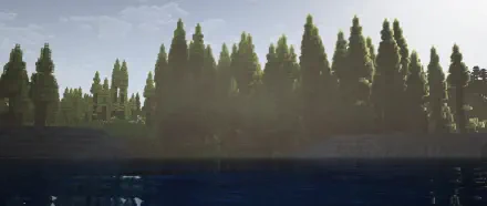forest Minecraft daytime Shaders lake HD Desktop Wallpaper | Background Image
