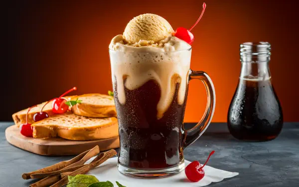 root beer float ice cream float dessert cherry cold beverage HD Desktop Wallpaper | Background Image