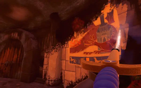 A vibrant scene from PowerWash Simulator featuring a character cleaning a wall with a mural. The backdrop showcases a mix of colors, enhancing the immersive gaming experience.