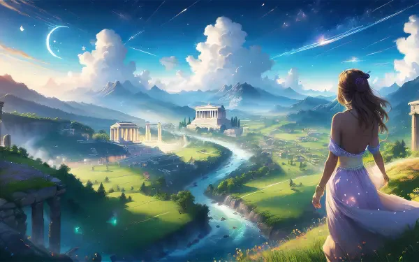 Anime landscape artistic Dreamy fantasy anime landscape fantasy landscape HD Desktop Wallpaper | Background Image