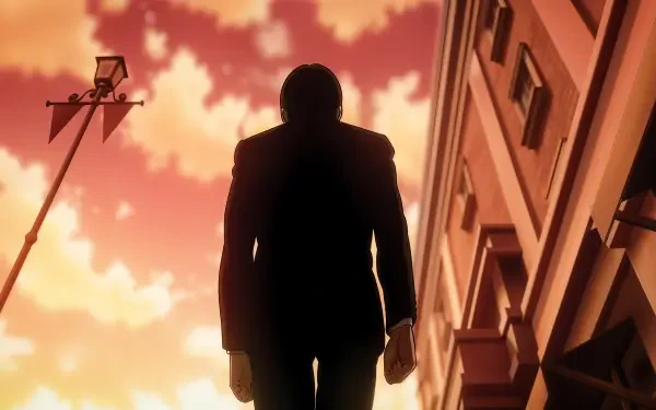 An atmospheric scene from Attack on Titan: The Last Attack, featuring a silhouetted figure against a dramatic sunset, serving as a striking 4K Ultra HD wallpaper.