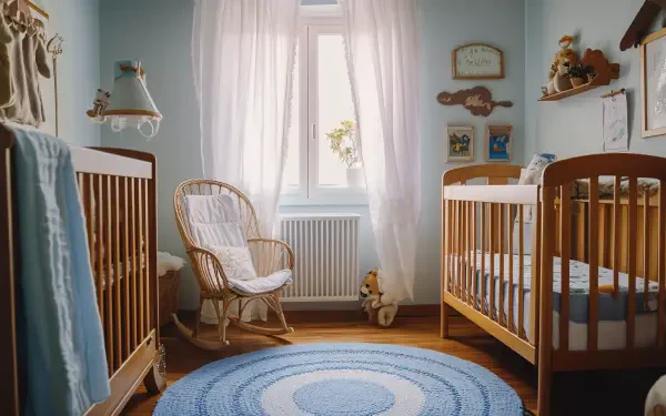 nursery baby room interior design crib rocking chair HD Desktop Wallpaper | Background Image