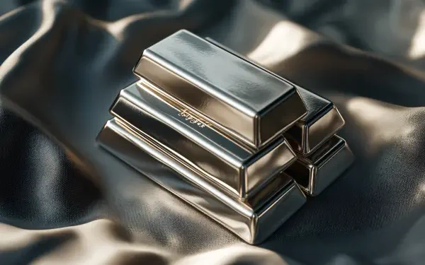 A close-up of gleaming silver bars resting on a soft, textured surface, showcasing a luxurious and elegant aesthetic in this 4K Ultra HD desktop wallpaper.