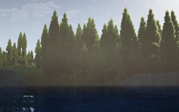 forest Minecraft daytime Shaders lake HD Desktop Wallpaper | Background Image