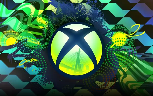 A vibrant HD desktop wallpaper featuring the Xbox logo, surrounded by dynamic green and yellow abstract patterns, creating an energetic gaming-themed background.