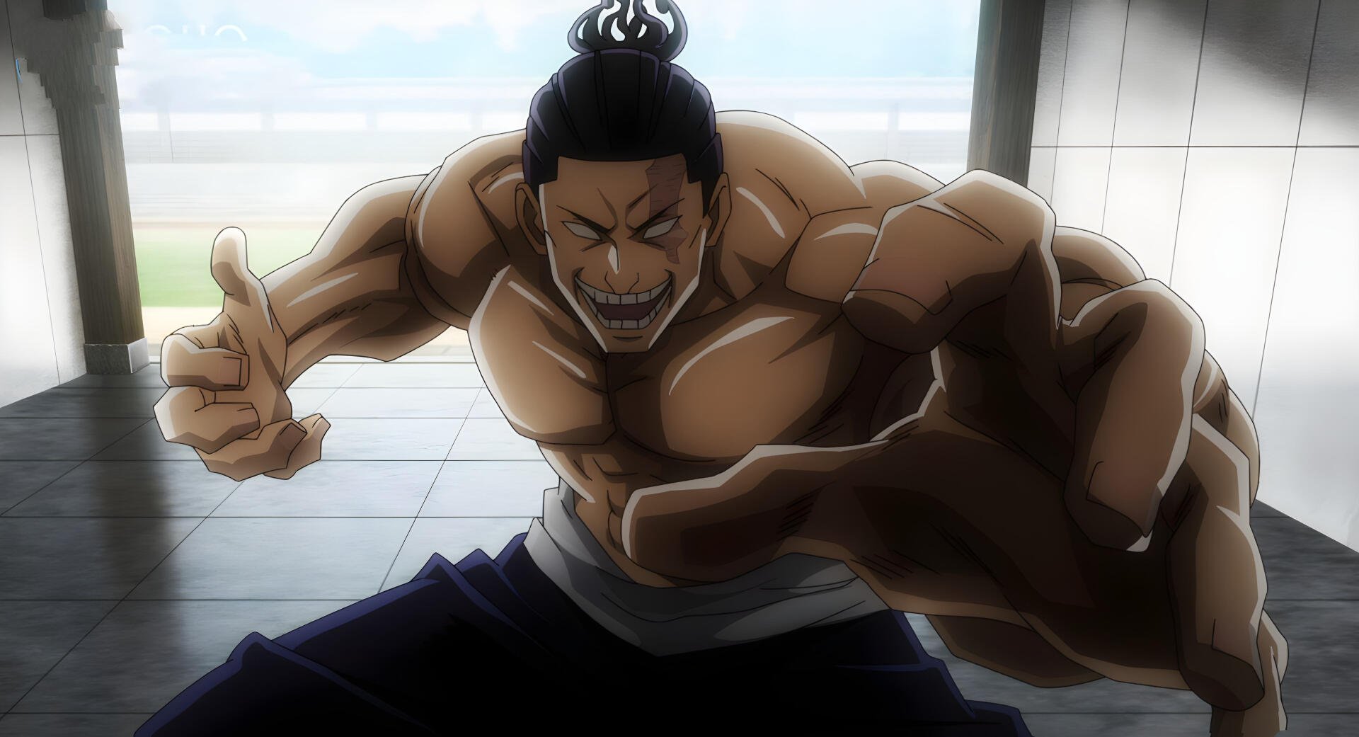 Aoi Todo from Jujutsu Kaisen in a dynamic pose, captured in a 4K Ultra HD PC desktop wallpaper and background.