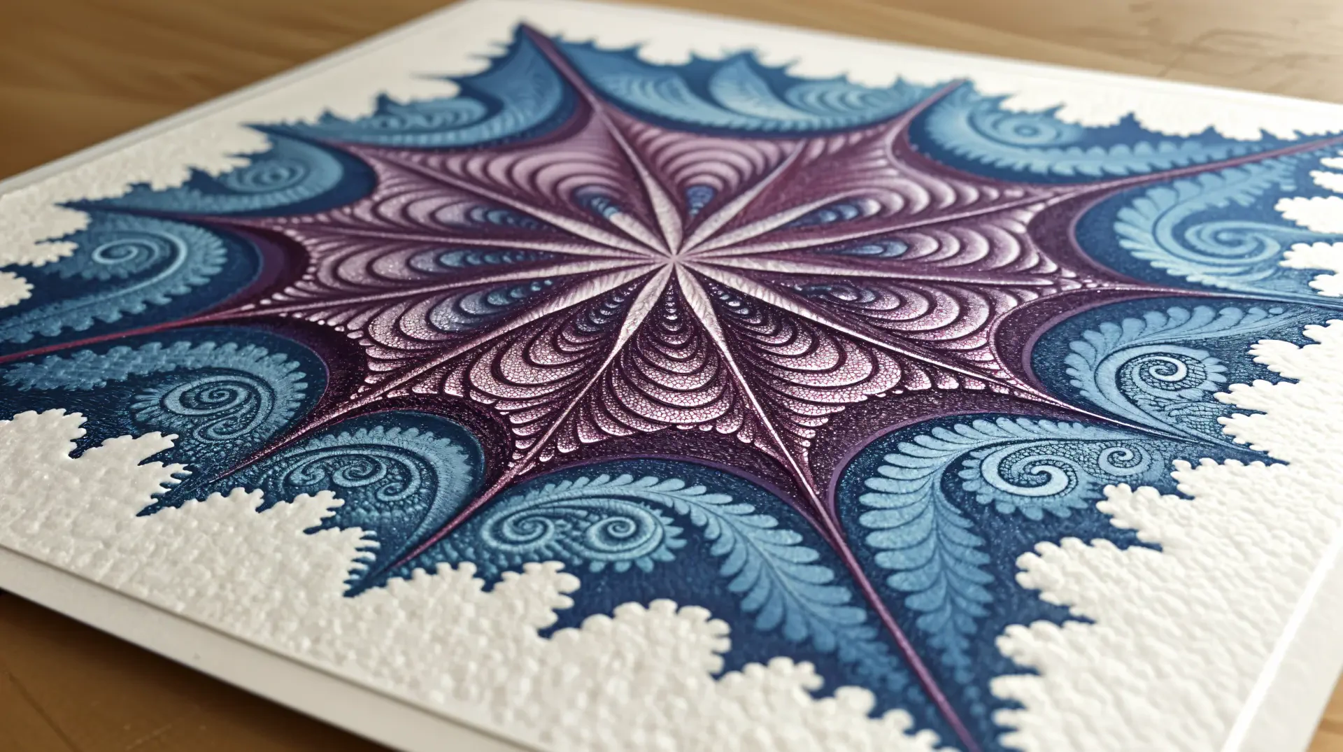 A detailed Julia Set design featuring intricate swirling patterns in shades of blue and purple, showcased as a 4K Ultra HD PC desktop wallpaper and background.