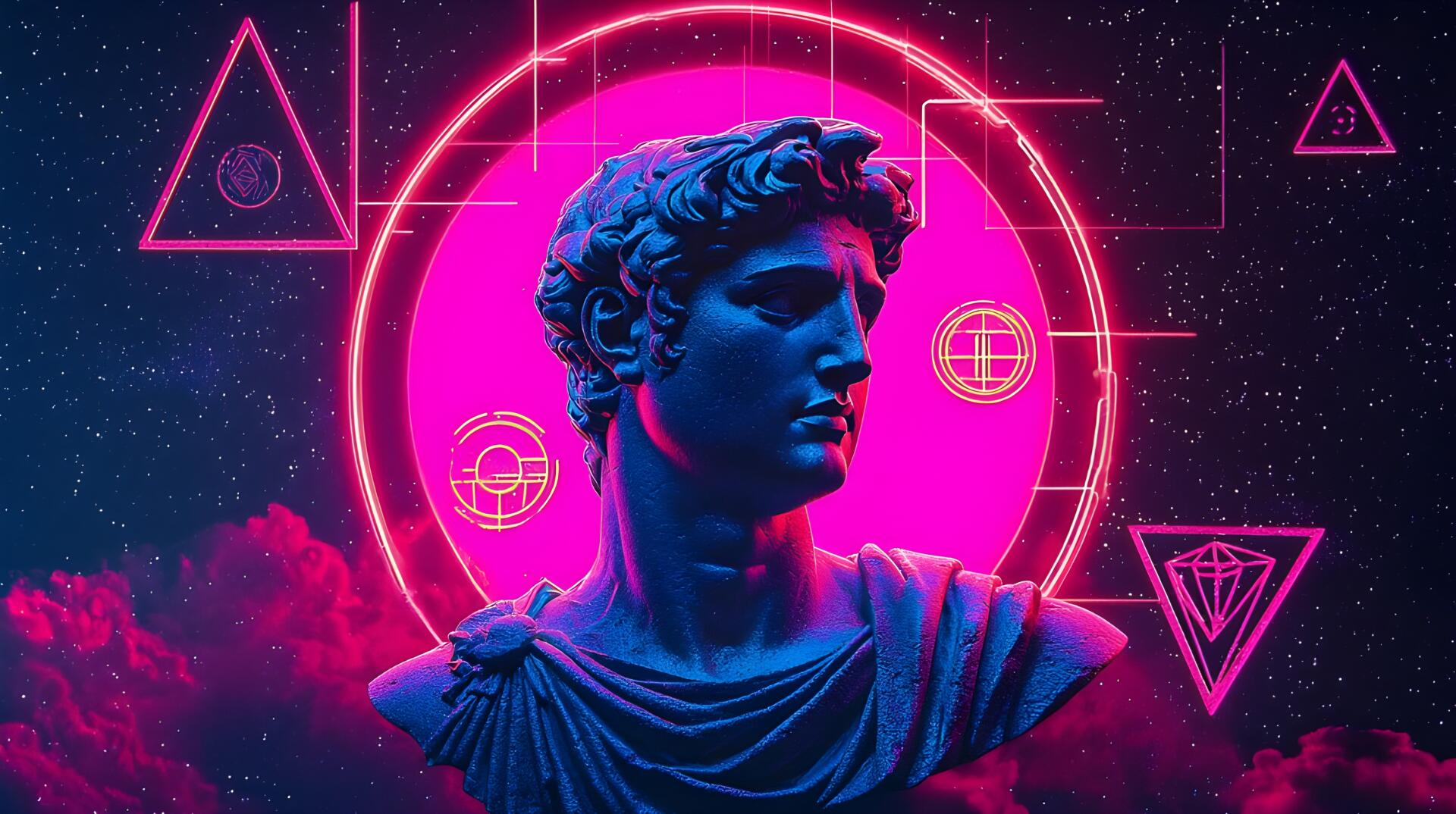 Vaporwave Aesthetic – Neon Greek Statue Loft Chill Retro Futurism by TheCrazys