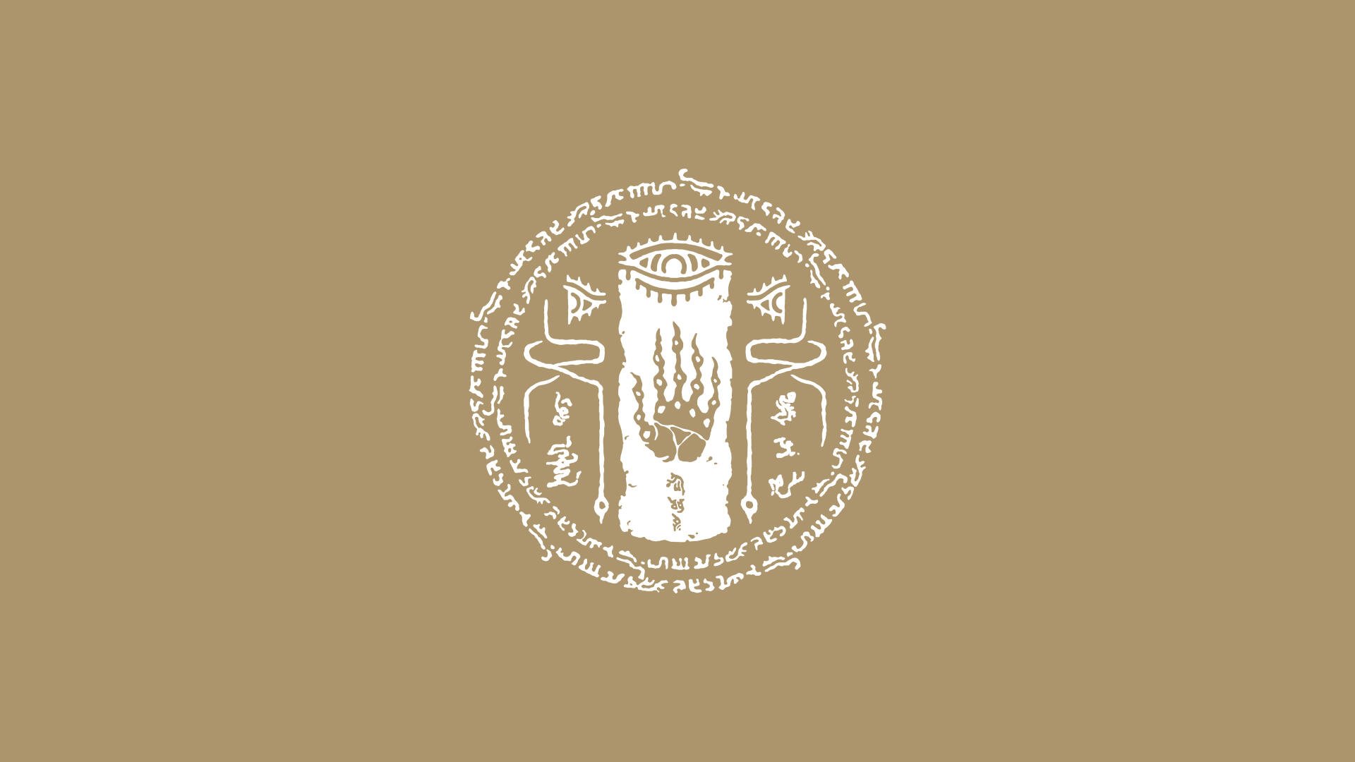 4K Ultra HD PC desktop wallpaper featuring a stylized emblem from The Legend of Zelda: Tears of the Kingdom on a muted brown background.