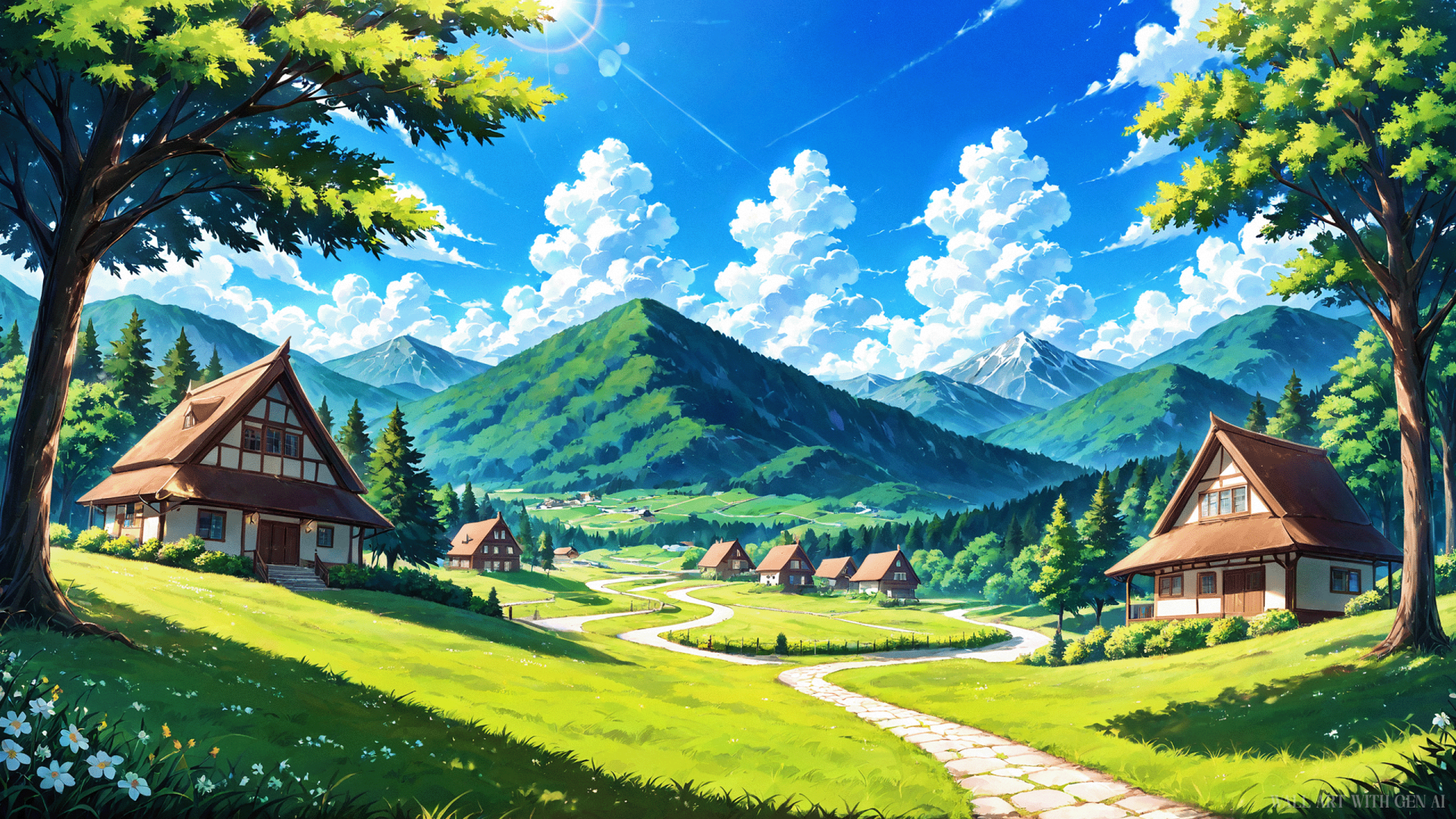 Mountain Side Village by Fiooora