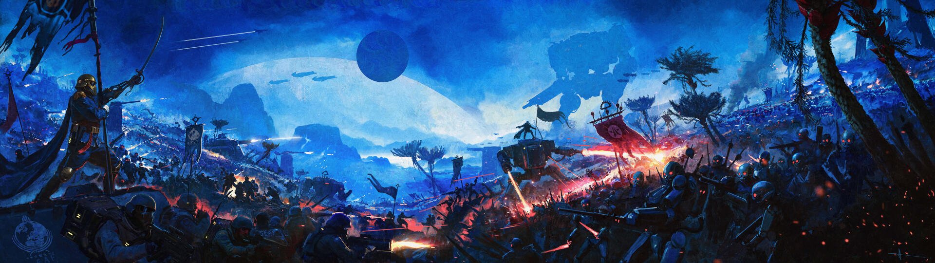 Helldivers 2 4K Ultra HD PC wallpaper featuring an intense battle scene under a blue sky with the Liberty! theme.