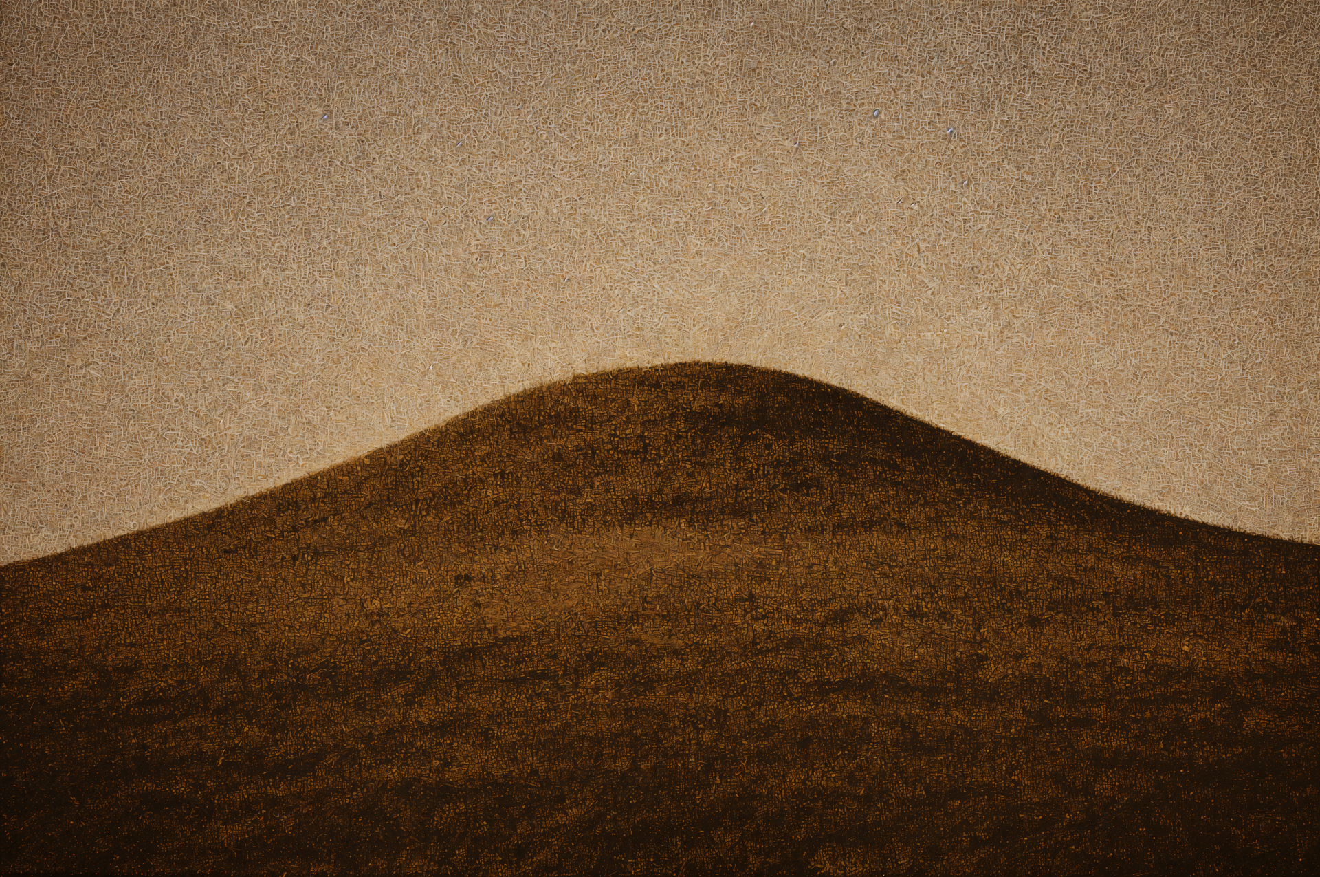 A minimalist 4K Ultra HD desktop wallpaper featuring a softly rounded hill under a muted, textured sky.