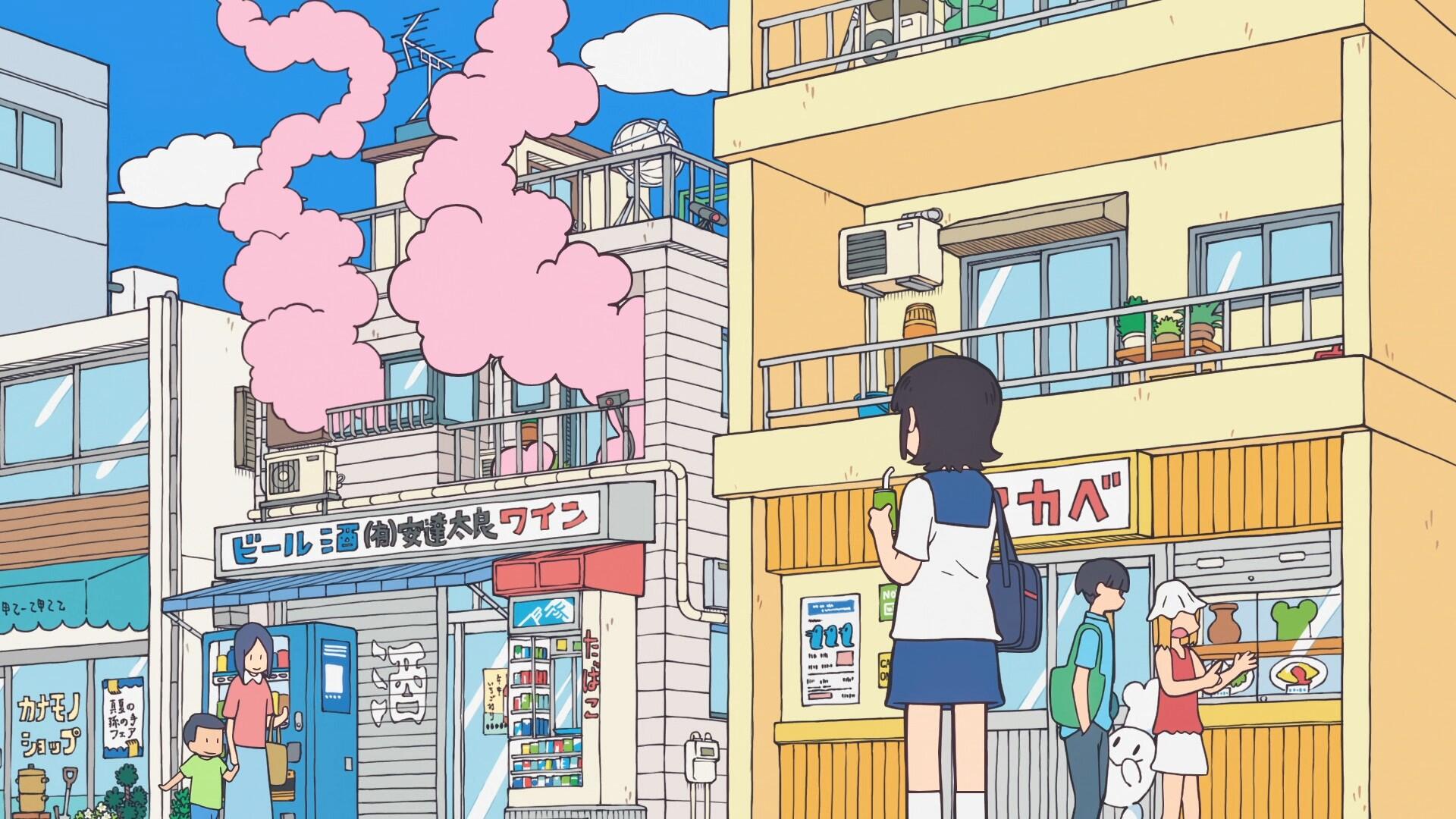 HD Anime Wallpaper: City the Animation Urban Scene in Vibrant Detail
