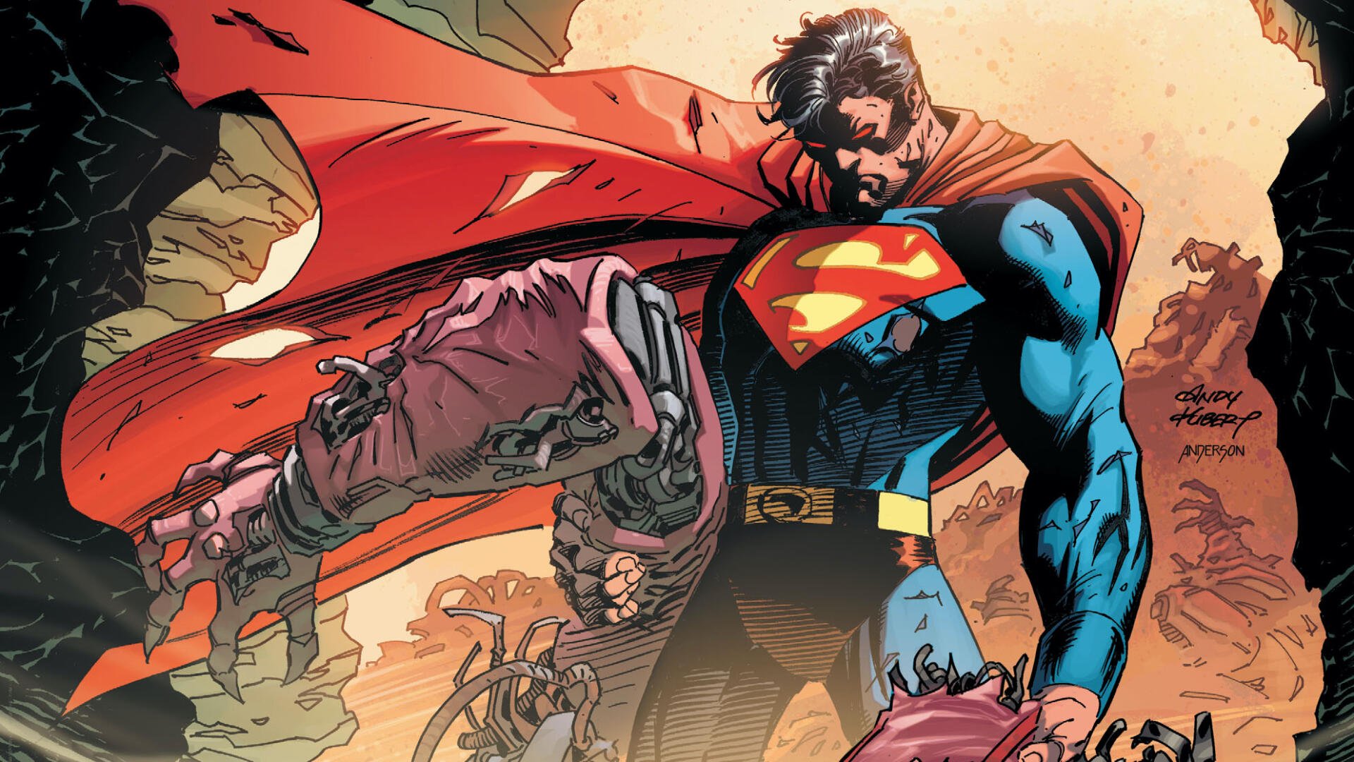 Download Superman: Up In The Sky HD Wallpaper by Andy Kubert