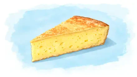 A slice of cornbread with a golden-brown crust sits against a light blue background, showcasing its moist, yellow interior in this 4K Ultra HD desktop wallpaper.