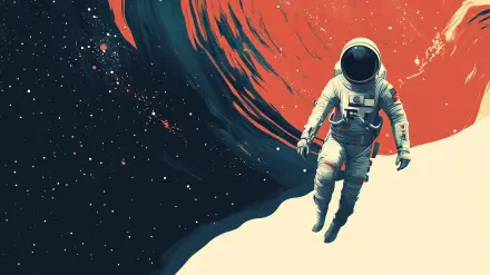 An astronaut floats in space amidst vibrant cosmic swirls, inspired by the movie Interstellar. This HD wallpaper captures the awe of space exploration beautifully.