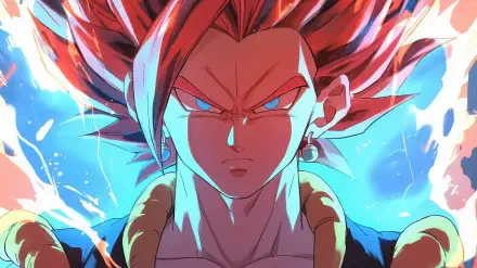 High-definition wallpaper featuring Gogeta in Super Saiyan 4 form from Dragon Ball GT, showcasing vibrant colors and intense energy. An iconic representation of anime action.