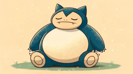 A colorful 4K Ultra HD desktop wallpaper featuring Snorlax, the Pokémon, sitting contentedly on the grass with a serene expression, surrounded by a soft, light backdrop.