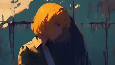 A sad, artistic portrayal of Armin Arlert from Attack on Titan, featuring vibrant colors and deep shadows, perfect for an anime-themed HD desktop background.