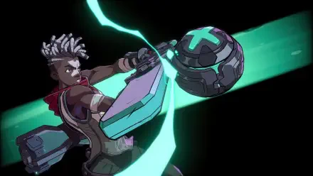 A dynamic 4K Ultra HD wallpaper featuring Ekko from League of Legends in an action pose, wielding advanced technology with glowing accents against a dark background.