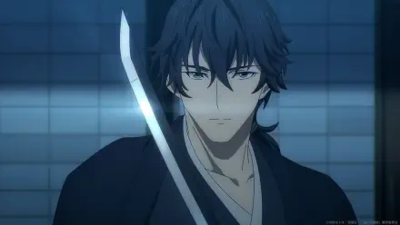 A striking HD anime desktop wallpaper featuring a character from Kijin Gentōshō, holding a sword with a focused expression in a dimly lit setting.