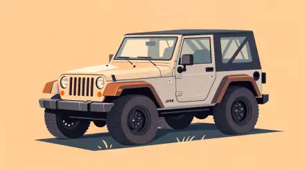 Illustration of a beige Jeep with black roof and tires, rendered as a 4K Ultra HD PC desktop wallpaper and background.