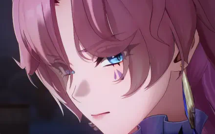 HD PC desktop wallpaper featuring Cantarella from the video game Wuthering Waves, showcasing her detailed face and striking blue eye.