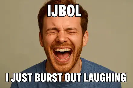 4K Ultra HD meme wallpaper featuring a man laughing with the text IJBOL and I Just Burst Out Laughing, tagged IJBOL, meme.