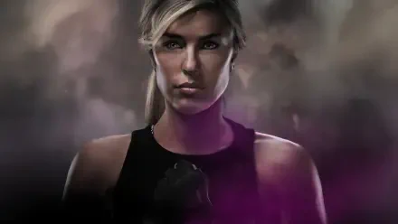 A striking 4K Ultra HD PC desktop wallpaper featuring a fierce female warrior from Mortal Kombat 2 (2025) against a smoky, dark background.