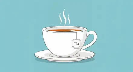 4K Ultra HD PC desktop wallpaper/background: minimalist white teacup on a saucer with steaming tea and a TEA tag, set against a soft teal background.