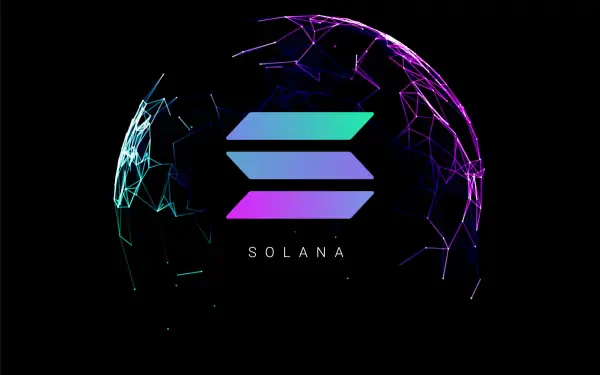 A vibrant HD wallpaper featuring the Solana logo, surrounded by a network of interconnected lines, symbolizing blockchain and cryptocurrency technology.