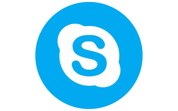 A vibrant 4K Ultra HD wallpaper featuring the Skype logo on a bright blue background, representing modern communication technology.