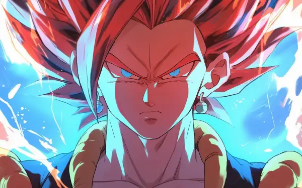 High-definition wallpaper featuring Gogeta in Super Saiyan 4 form from Dragon Ball GT, showcasing vibrant colors and intense energy. An iconic representation of anime action.