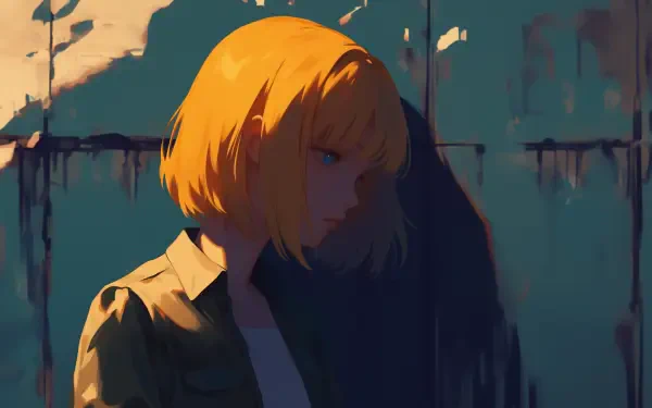 A sad, artistic portrayal of Armin Arlert from Attack on Titan, featuring vibrant colors and deep shadows, perfect for an anime-themed HD desktop background.