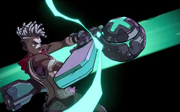A dynamic 4K Ultra HD wallpaper featuring Ekko from League of Legends in an action pose, wielding advanced technology with glowing accents against a dark background.